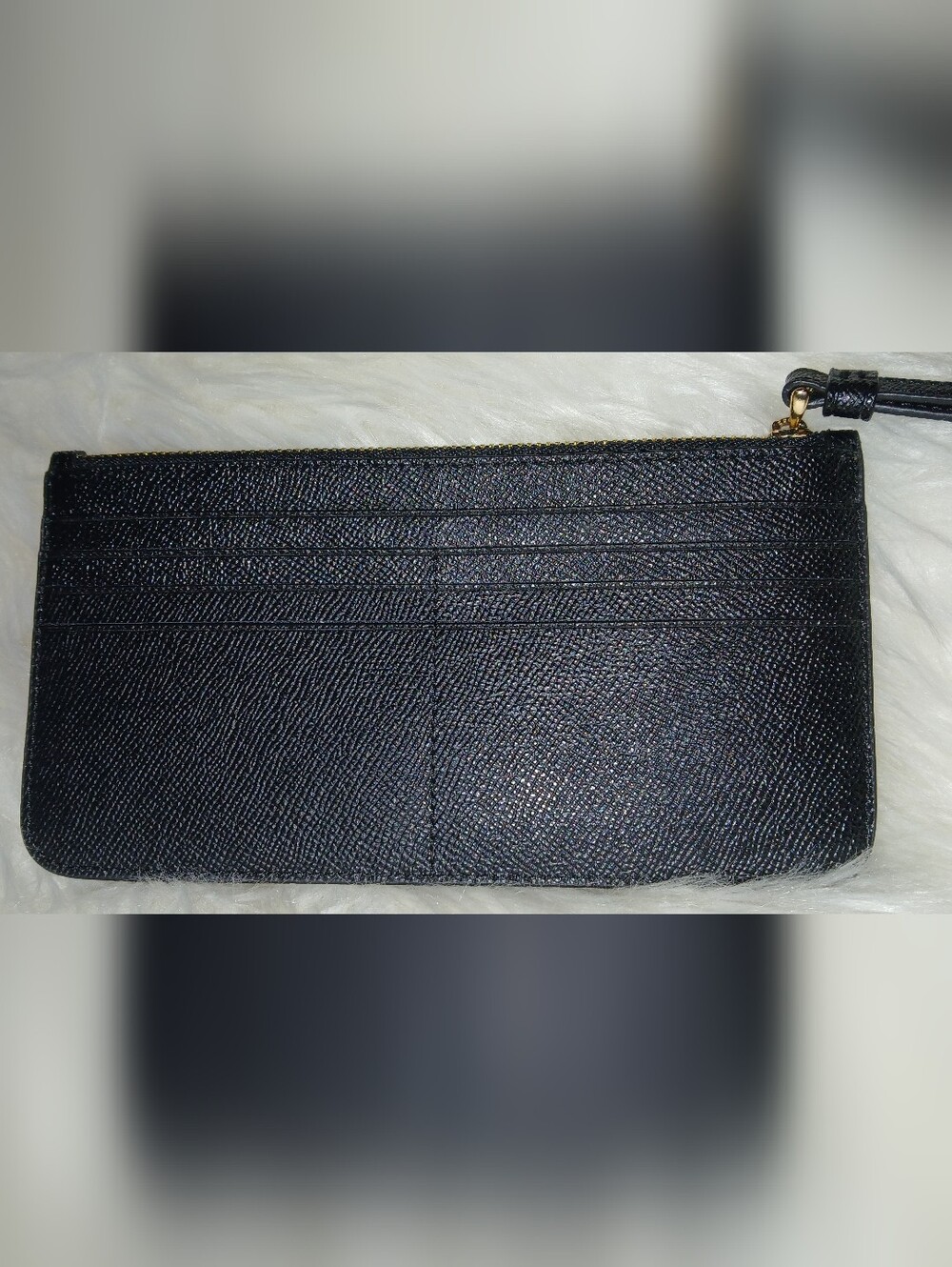 Coach Slim Black Leather Wristlet/Wallet with Gold Accent - Picture 3 of 4